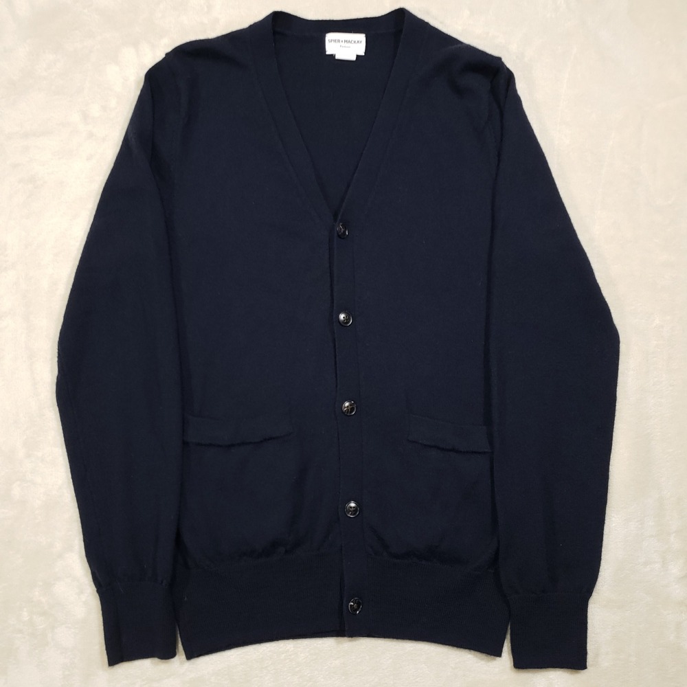 Spier & Mackay Cardigan Mens XS Navy Blue‎ Merino Wool V-Neck Button Front Knit